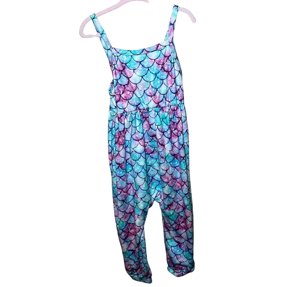 Mermaid Scale Jumpsuit Kids Size 4T Multicolor Harem Sleeveless